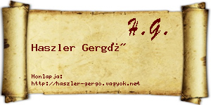 Haszler Gergő névjegykártya
